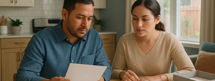 Couple organizing evidence for marriage fraud green card removal defense in San Antonio