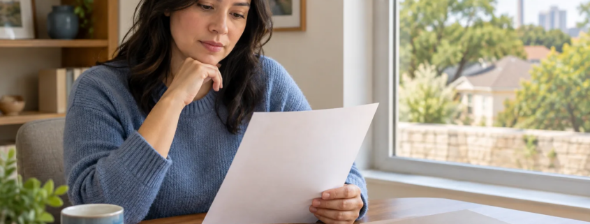 Green card rescission proceedings represented by a San Antonio resident reviewing a blank paper notice